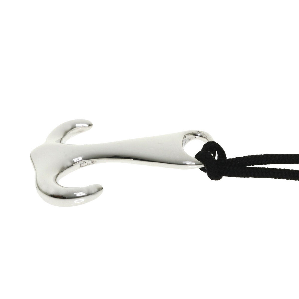 Tiffany Co Anchor Pendant Black Cord Silver - Picture 3 of 5